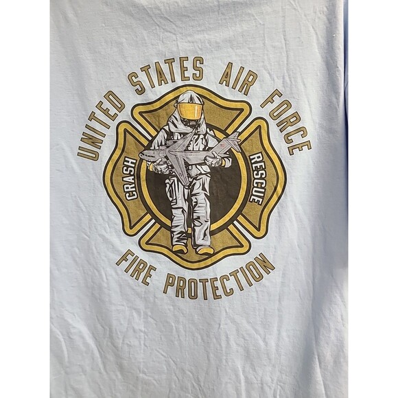 VTG USAF Fire Protection Veteran  Custom Men Back and front T-Shirt 2XL Casual - Picture 9 of 9